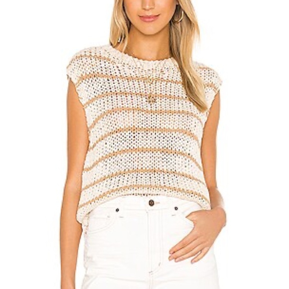 Free People Wave After Wave Stripe Open Knit Sleeveless Sweater Tank